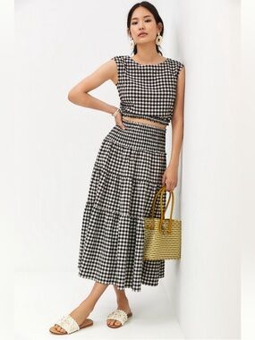 Anthropologie Maeve Gingham Skirt Set